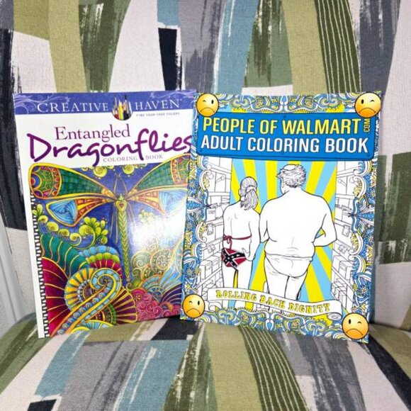 Coloring Book x 2 Entangled Dragonflies & People Of Walmart Nature & Funny - Picture 1 of 10